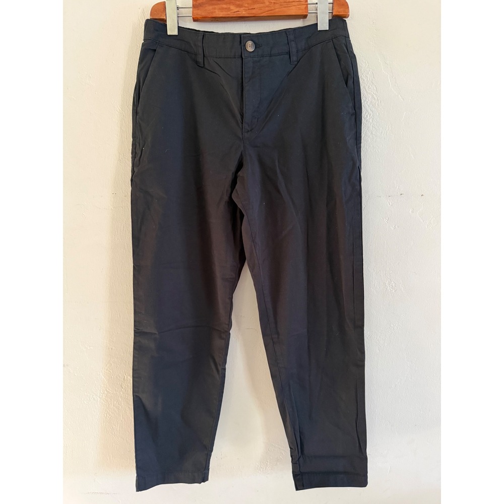 Pact Mens Organic Cotton Stretch Chino Pants Black Elastic Back Medium NEW